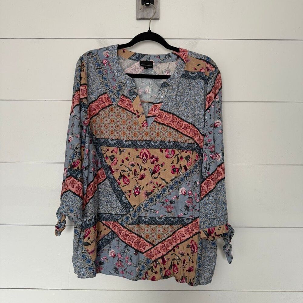 Jones New York Women’s 1X Multicolored Plus Size Top Blouse